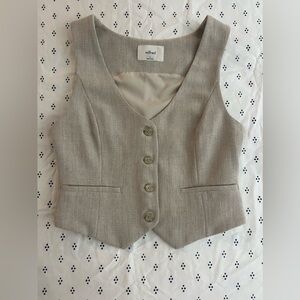 Aritzia Taupe Buttoned Vest Blouse